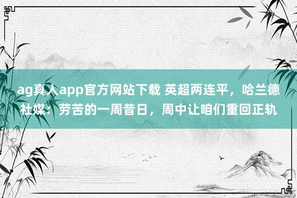 ag真人app官方网站下载 英超两连平，哈兰德社媒：劳苦的一周昔日，周中让咱们重回正轨