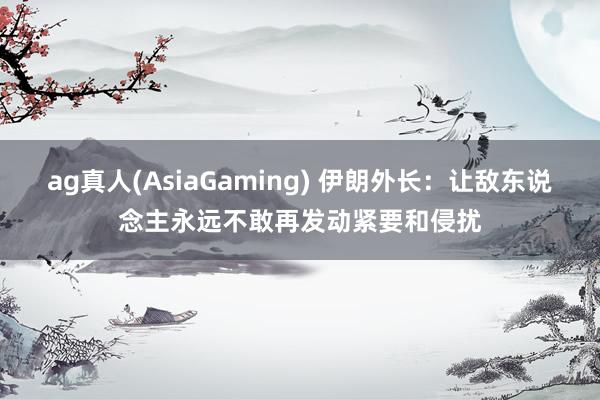 ag真人(AsiaGaming) 伊朗外长：让敌东说念主永远不敢再发动紧要和侵扰