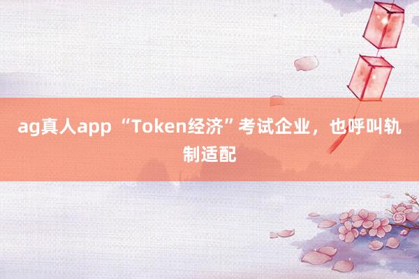 ag真人app “Token经济”考试企业，也呼叫轨制适配