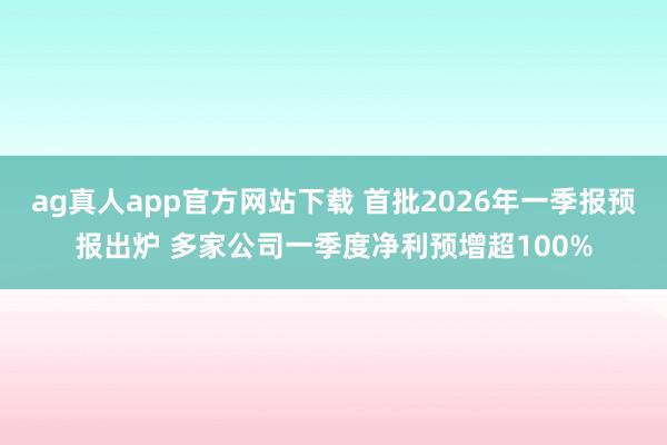 ag真人app官方网站下载 首批2026年一季报预报出炉 多家公司一季度净利预增超100%
