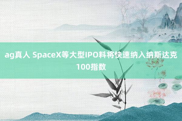 ag真人 SpaceX等大型IPO料将快速纳入纳斯达克100指数