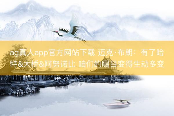 ag真人app官方网站下载 迈克·布朗：有了哈特&大桥&阿努诺比 咱们的瞩目变得生动多变