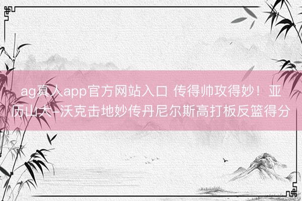 ag真人app官方网站入口 传得帅攻得妙！亚历山大-沃克击地妙传丹尼尔斯高打板反篮得分