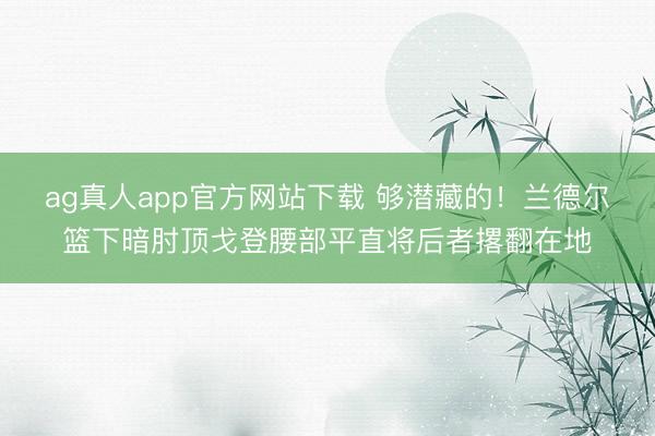 ag真人app官方网站下载 够潜藏的！兰德尔篮下暗肘顶戈登腰部平直将后者撂翻在地